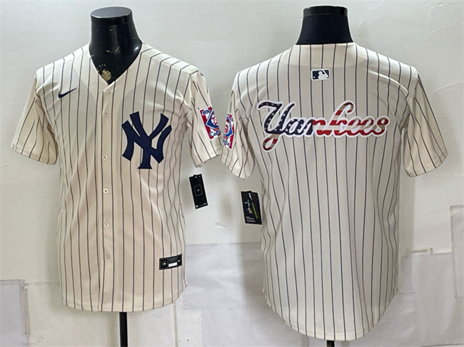 Men's New York Yankees Team Big Logo Cream 2026 Field of Dreams Stadium Stitched Baseball Jersey